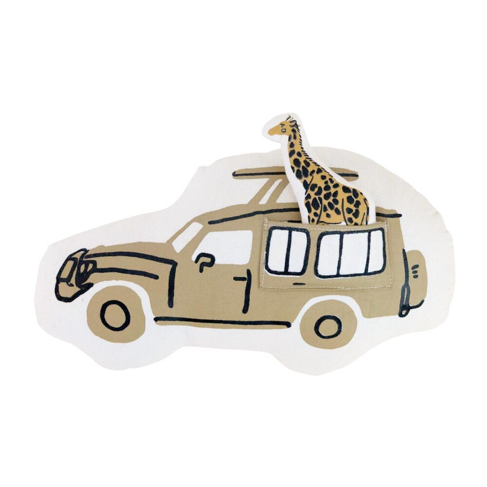 NEW IMANI + KIDS safari van pillow in white